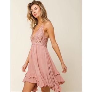 Free People Pink Lace Mini Dress